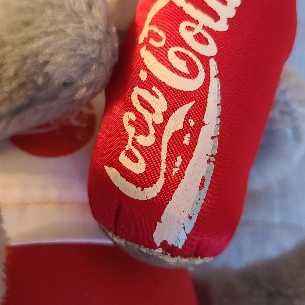 Coca-Cola Gray Plush Bear with Red Can